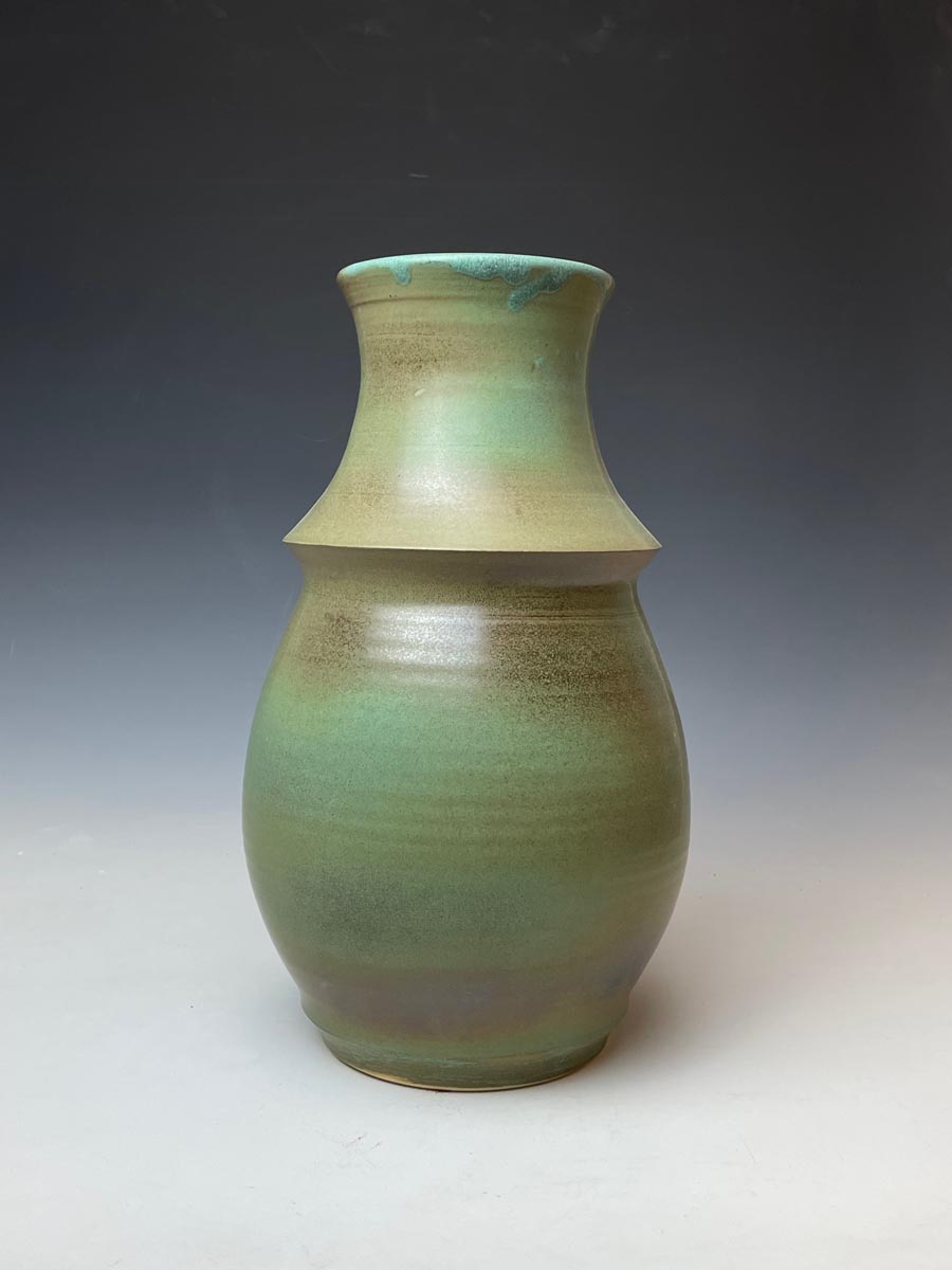 a copper-oxide tinted ceramic urn