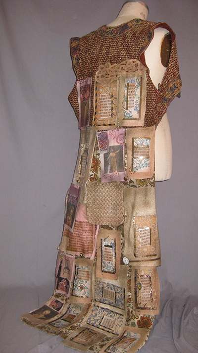 rustic sleeveless long coat made from book pages