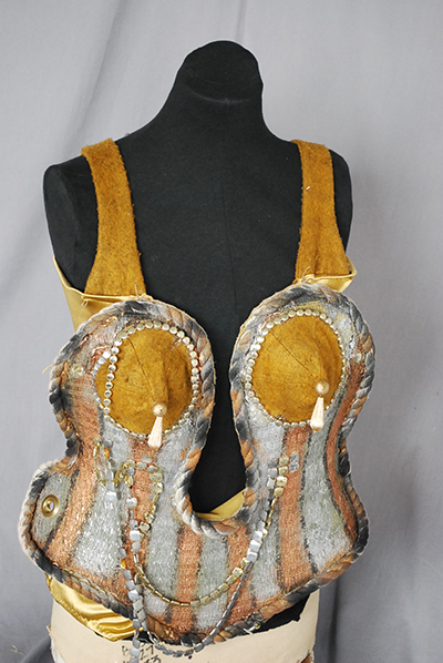 rustic Brunhilde bodice with conical breast coverings