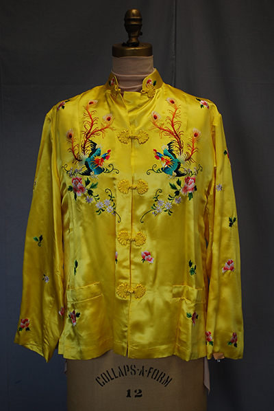Yellow embroidered silk jacket