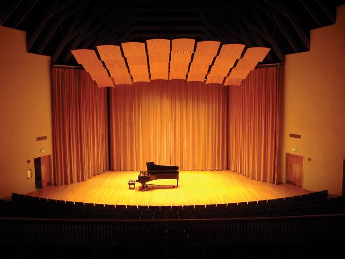 Concert Hall stage with a piano in the middle