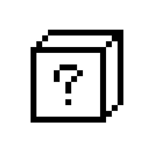 Illustrated 3D box with a question mark on it, made to look pixelated