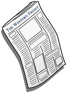 Illustration of a newspaper titled The Western Front