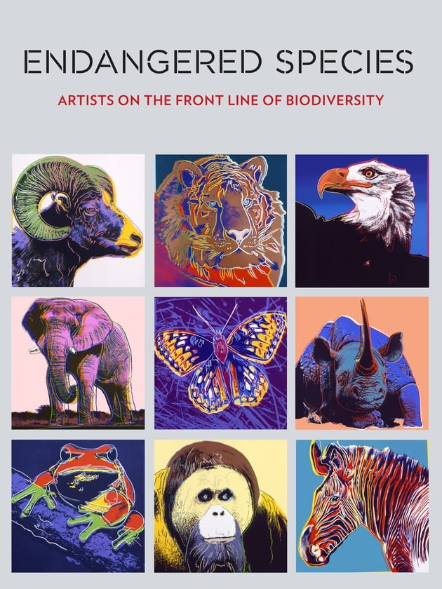cover of a catalog titled "Endangered Species: Artists on the Front Line of Biodiversity"