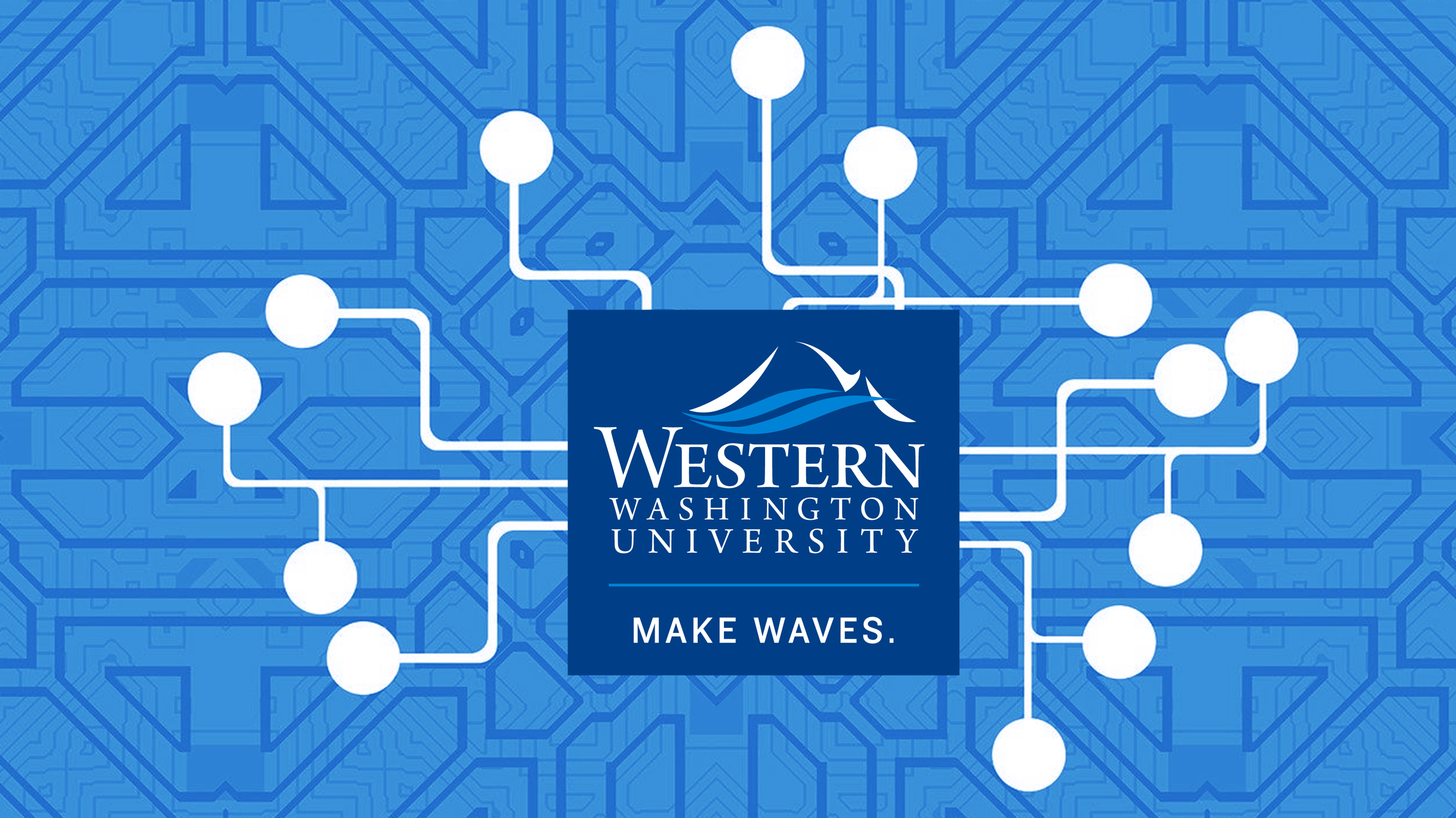 Lines sprouting out in various directions from the Western logo over a geometric background pattern reminiscent of a circuit board