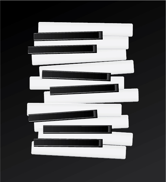 illustration of disordered piano keys stacked vertically