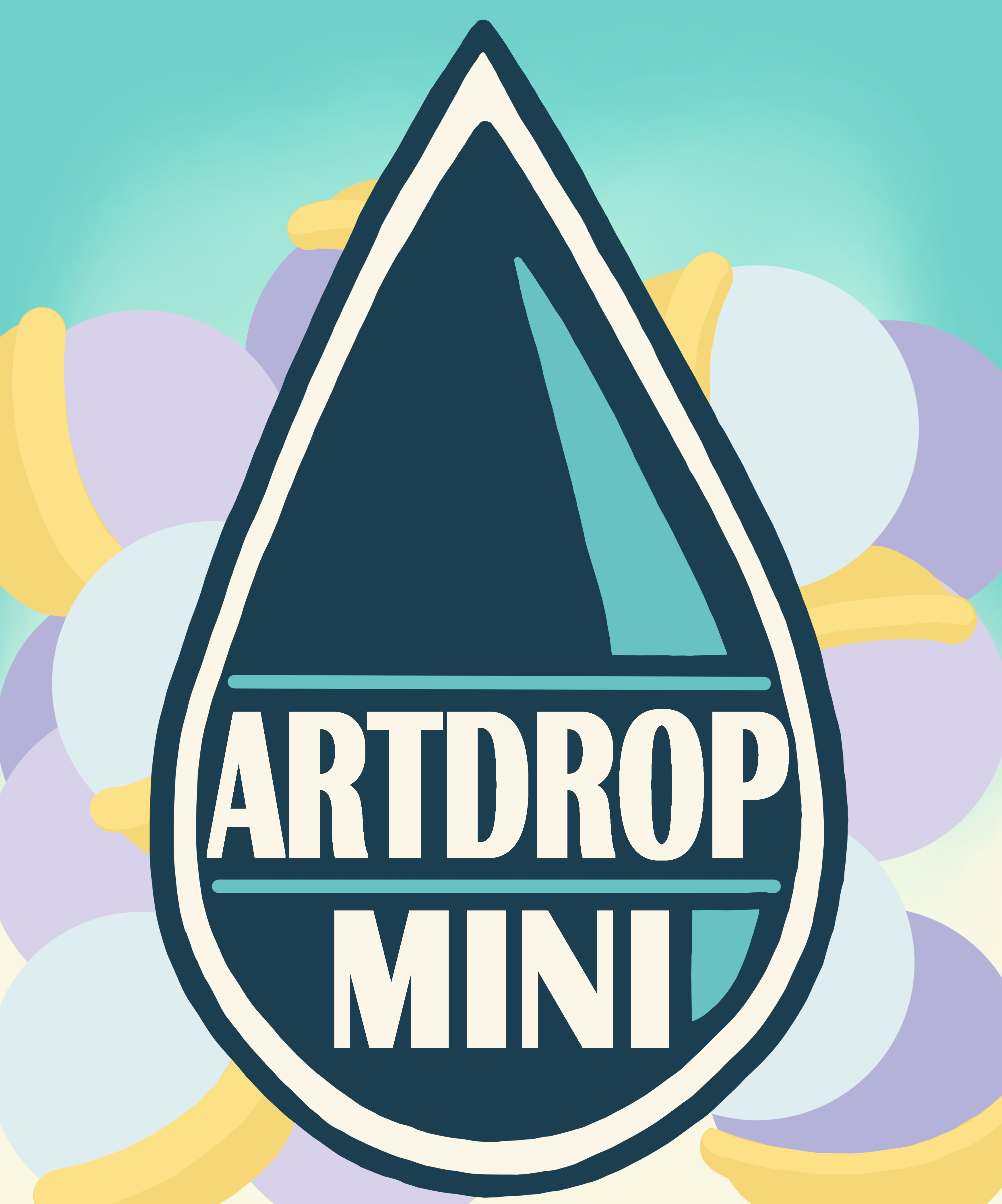 Art Drop Mini water droplet logo viewed in a vending machine