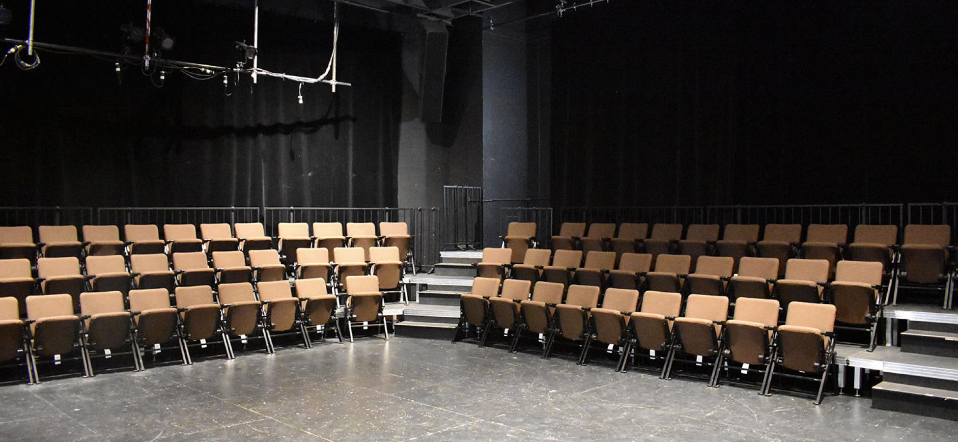 a small theatre stage facing the seats