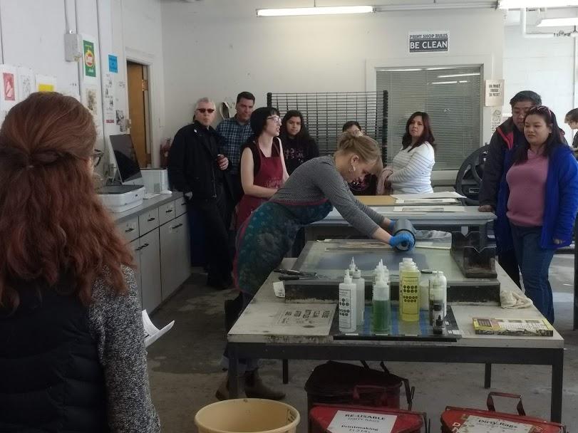 a demonstration in the print studio