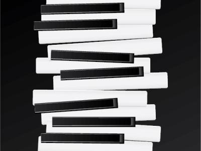 illustration of disordered piano keys stacked vertically