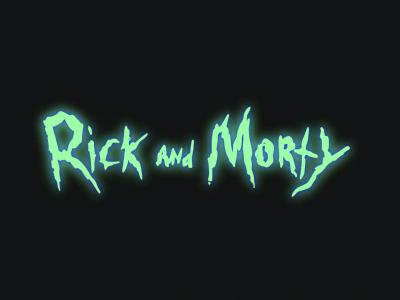 scratchy electric typeface reads rick and morty
