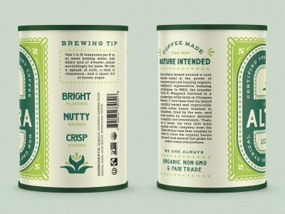 descriptive coffee can labels in green