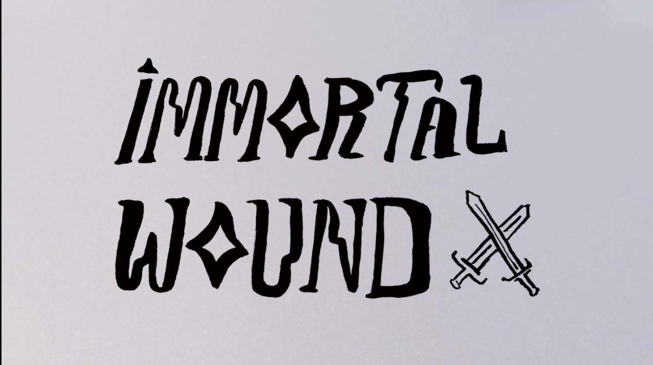 two crossed swords and the words "immortal wound"