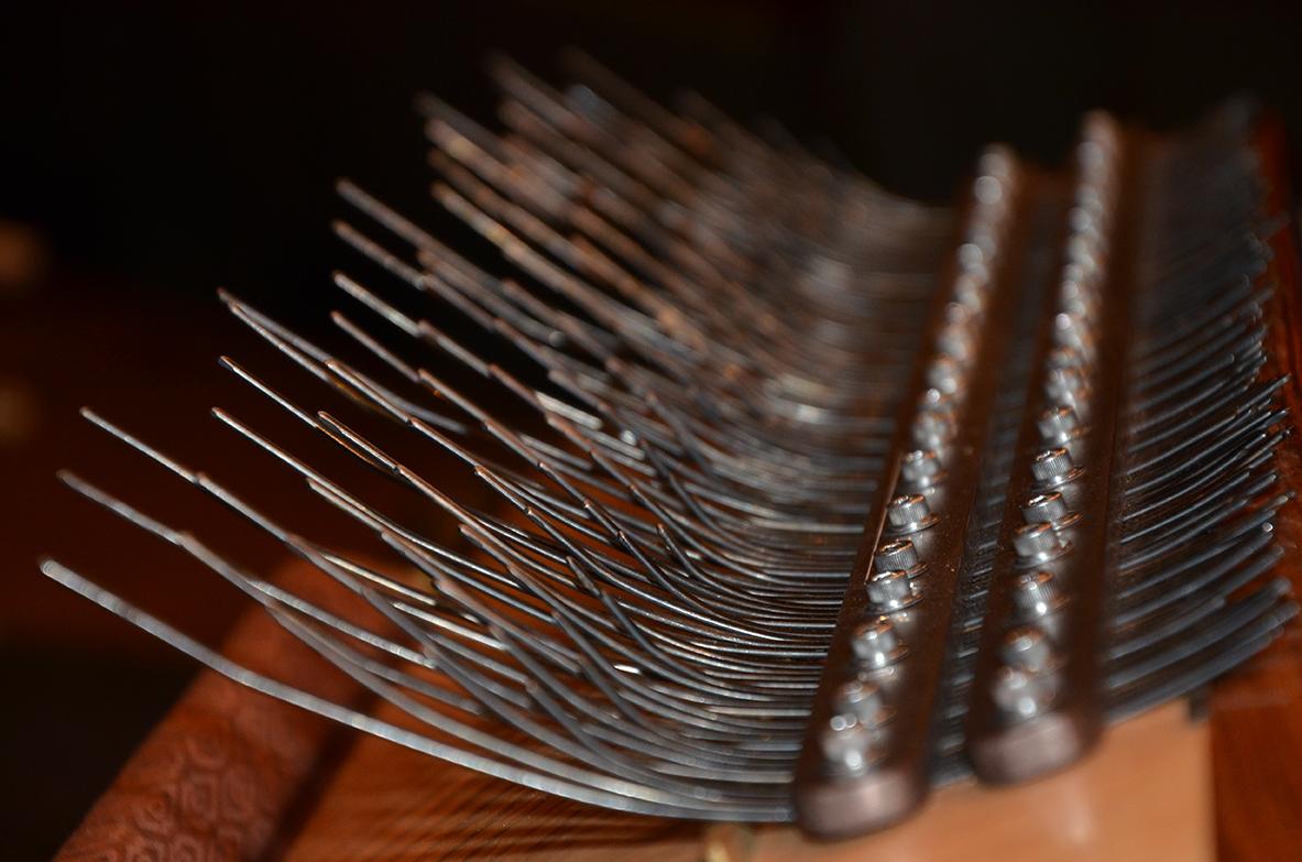 up close view of an array mbira