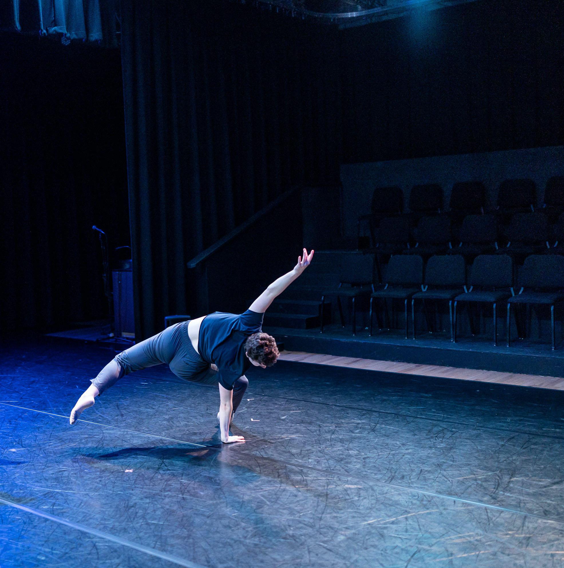 a dancer improvising in the studio