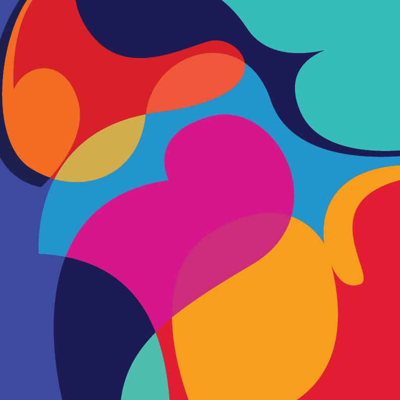 overlapping curvy blobs of different shapes and energetic colors